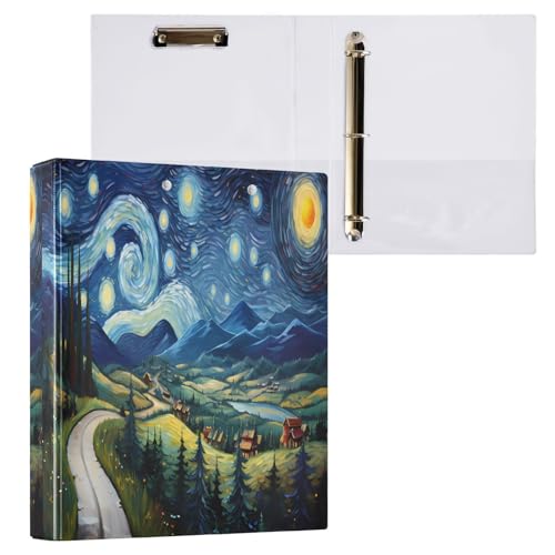 Aquarell-Mond-Galaxie-3-D-Ringbuch, A4, 1 Packung mit 200 Blatt, für Kinder, Schulbedarf, Damen, Herren, Büro Aquarell-Mond-Galaxie-3-D-Ringbuch, A4, 1 Packung mit 200 Blatt, für Kinder, Schulbedarf, Damen, Herren, Büro von Mnsruu