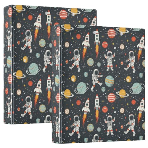 Astronaut Space Planet Rocket 3 D-Ringbuch A4 2 Pack mit 200 Blatt für Kinder Schulbedarf Damen Herren Büro von Mnsruu