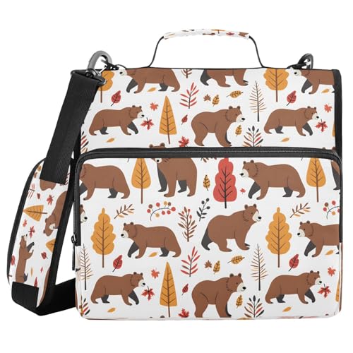 Bären im Herbst Bäume Reißverschluss-Bindertasche mit Griff, Schultergurt, 3-Ringbuch, Organizer für Schule, Arbeit, Büro Bären im Herbst Bäume Reißverschluss-Bindertasche mit Griff, Schultergurt, 3-Ringbuch, Organizer für Schule, Arbeit, Büro von Mnsruu