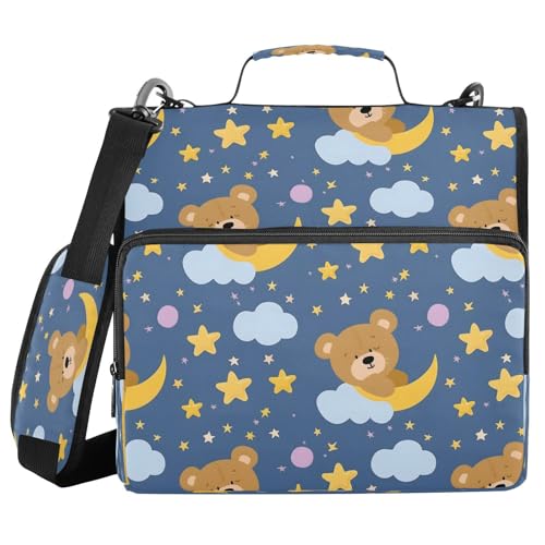 Bears Sleep on Cloud, Reißverschluss-Bindertasche mit Griff, Schultergurt, 3-Ringbuch, Organizer für Schule, Arbeit, Büro Bears Sleep on Cloud, Reißverschluss-Bindertasche mit Griff, Schultergurt, 3-Ringbuch, Organizer für Schule, Arbeit, Büro von Mnsruu