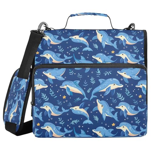 Bindertasche mit Reißverschluss, Delfin, mit Griff, Schultergurt, 3-Ringbuch, Organizer für Schule, Arbeit, Büro Bindertasche mit Reißverschluss, Delfin, mit Griff, Schultergurt, 3-Ringbuch, Organizer für Schule, Arbeit, Büro von Mnsruu