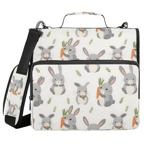 Bindertasche mit Reißverschluss, mit Griff, Schultergurt, 3-Ringbuch, Organizer für Schule, Arbeit, Büro, Grau Bindertasche mit Reißverschluss, mit Griff, Schultergurt, 3-Ringbuch, Organizer für Schule, Arbeit, Büro, Grau von Mnsruu