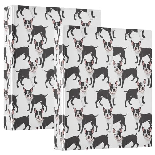 Boston Terrier, nahtloses Muster, 3 D-Ringordner, A4, 2 Stück mit 200 Blatt, für Kinder, Schulbedarf, Damen, Herren, Büro Boston Terrier, nahtloses Muster, 3 D-Ringordner, A4, 2 Stück mit 200 Blatt, für Kinder, Schulbedarf, Damen, Herren, Büro von Mnsruu
