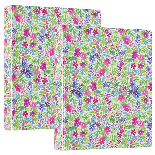 Brightcolor 3 D-Ringbuch mit Wildblumen, Blättern, A4, 2 Stück mit 200 Blatt, für Kinder, Schulbedarf, Damen, Herren, Büro von Mnsruu