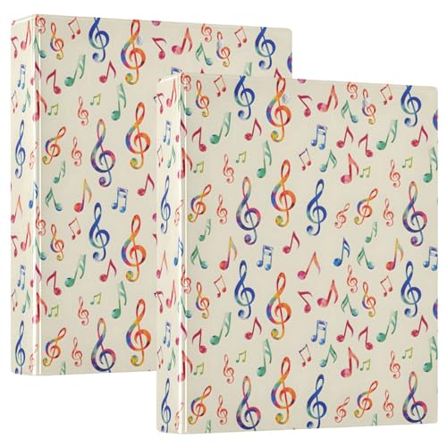 Bunte Musiknoten, 3 D-Ringordner, A4, 2 Stück mit 200 Blatt, für Kinder, Schulbedarf, Damen, Herren, Büro Bunte Musiknoten, 3 D-Ringordner, A4, 2 Stück mit 200 Blatt, für Kinder, Schulbedarf, Damen, Herren, Büro von Mnsruu