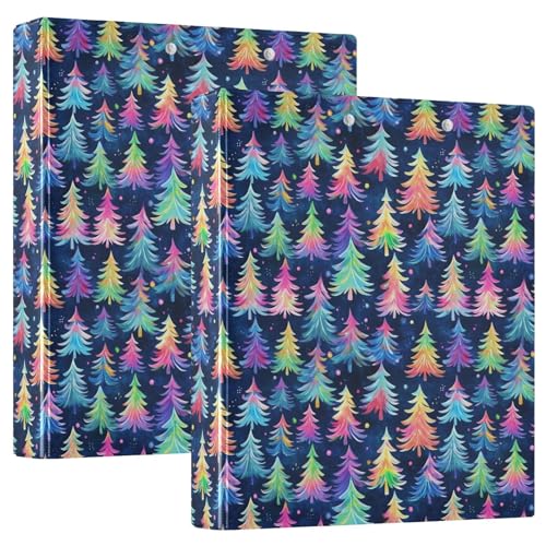Bunte Weihnachtsbäume, Schnee, 3 D-Ringordner, A4, 2 Stück mit 200 Blatt, für Kinder, Schulbedarf, Damen, Herren, Büro von Mnsruu