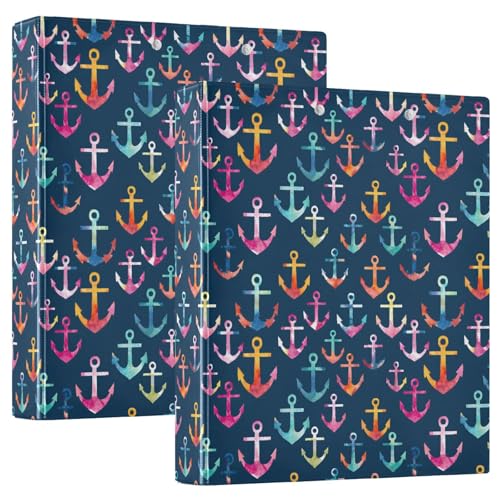 Bunter Ankermuster, 3 D-Ringordner, A4, 2 Stück mit 200 Blatt, für Kinder, Schulbedarf, Damen, Herren, Büro Bunter Ankermuster, 3 D-Ringordner, A4, 2 Stück mit 200 Blatt, für Kinder, Schulbedarf, Damen, Herren, Büro von Mnsruu