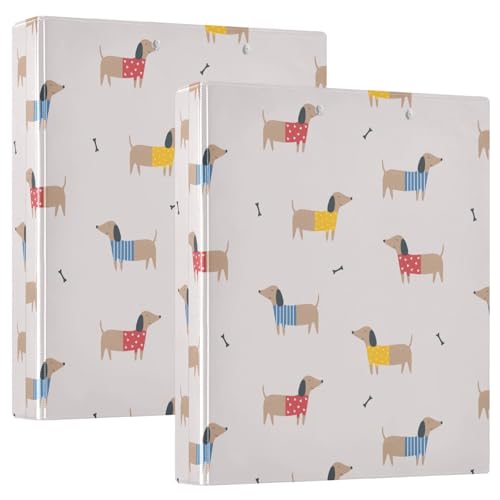 Bunter Dackel, 3 D-Ringordner, A4, 2 Stück mit 200 Blatt, für Kinder, Schulbedarf, Damen, Herren, Büro Bunter Dackel, 3 D-Ringordner, A4, 2 Stück mit 200 Blatt, für Kinder, Schulbedarf, Damen, Herren, Büro von Mnsruu