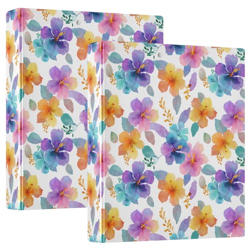 Bunter Hibiskusblumen, 3 D-Ringordner, A4, 2 Stück mit 200 Blatt, für Kinder, Schulbedarf, Damen, Herren, Büro Bunter Hibiskusblumen, 3 D-Ringordner, A4, 2 Stück mit 200 Blatt, für Kinder, Schulbedarf, Damen, Herren, Büro von Mnsruu