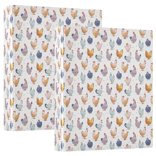 Bunter Hühnermuster, 3 D-Ringordner, A4, 2 Stück mit 200 Blatt, für Kinder, Schulbedarf, Damen, Herren, Büro Bunter Hühnermuster, 3 D-Ringordner, A4, 2 Stück mit 200 Blatt, für Kinder, Schulbedarf, Damen, Herren, Büro von Mnsruu
