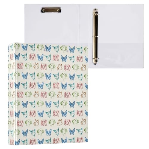 Bunter Hundekopf, 3 D-Ringordner, A4, 1 Packung mit 200 Blatt, für Kinder, Schulbedarf, Damen, Herren, Büro Bunter Hundekopf, 3 D-Ringordner, A4, 1 Packung mit 200 Blatt, für Kinder, Schulbedarf, Damen, Herren, Büro von Mnsruu