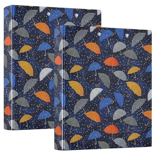 Bunter Regenschirm-Muster, 3 D-Ringordner, A4, 2 Stück mit 200 Blatt, für Kinder, Schulbedarf, Damen, Herren, Büro Bunter Regenschirm-Muster, 3 D-Ringordner, A4, 2 Stück mit 200 Blatt, für Kinder, Schulbedarf, Damen, Herren, Büro von Mnsruu