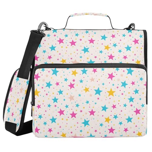 Bunter Stern A Reißverschluss-Bindertasche mit Griff, Schultergurt, 3-Ringbuch, Organizer für Schule, Arbeit, Büro Bunter Stern A Reißverschluss-Bindertasche mit Griff, Schultergurt, 3-Ringbuch, Organizer für Schule, Arbeit, Büro von Mnsruu