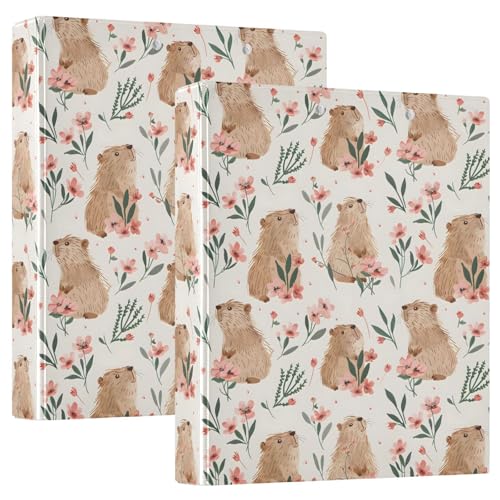 Capybara Nahtloses Muster, 3 D-Ringordner, A4, 2 Stück mit 200 Blatt, für Kinder, Schulbedarf, Damen, Herren, Büro Capybara Nahtloses Muster, 3 D-Ringordner, A4, 2 Stück mit 200 Blatt, für Kinder, Schulbedarf, Damen, Herren, Büro von Mnsruu