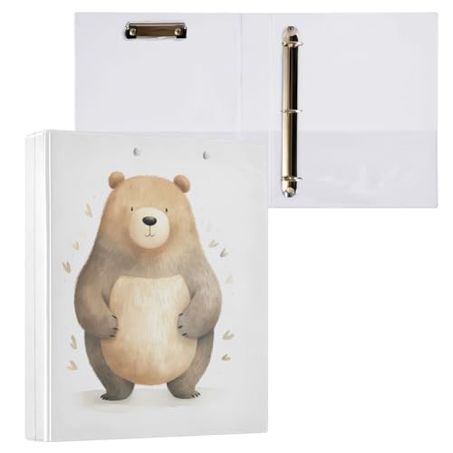 Cartoon-Bären-Ordner mit 3 Ringen, Braun, mit Klemmbrett, Aktenordner für Büro, Schule, mit Tasche Cartoon-Bären-Ordner mit 3 Ringen, Braun, mit Klemmbrett, Aktenordner für Büro, Schule, mit Tasche von Mnsruu