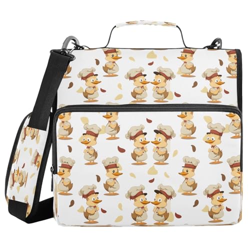 Chef Duck Reißverschluss-Bindertasche mit Griff, Schultergurt, 3-Ringbuch, Organizer für Schule, Arbeit, Büro von Mnsruu