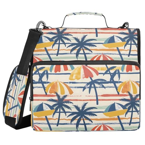Coconut Trees Regenschirme, Reißverschluss-Bindertasche mit Griff, Schultergurt, 3-Ringbuch, Organizer für Schule, Arbeit, Büro Coconut Trees Regenschirme, Reißverschluss-Bindertasche mit Griff, Schultergurt, 3-Ringbuch, Organizer für Schule, Arbeit, Büro von Mnsruu
