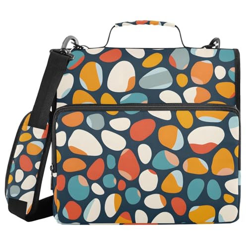 Colored Pebble 3-Ring-Reißverschluss-Mappe mit Griff, Schultergurt, 500 Blatt Kapazität, mehrere Taschen, Aufbewahrungstasche für Schule, Büro von Mnsruu