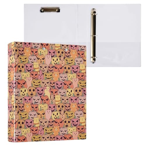 Cool Pumpkins Face Cat Halloween 3 D-Ringbuch A4 1 Packung mit 200 Blatt für Kinder, Schulbedarf, Damen, Herren, Büro Cool Pumpkins Face Cat Halloween 3 D-Ringbuch A4 1 Packung mit 200 Blatt für Kinder, Schulbedarf, Damen, Herren, Büro von Mnsruu