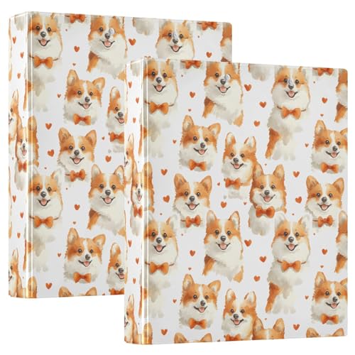Corgi Fliege mit Herzen, 3 D-Ringordner, A4, 2 Stück mit 200 Blatt, für Kinder, Schulbedarf, Damen, Herren, Büro Corgi Fliege mit Herzen, 3 D-Ringordner, A4, 2 Stück mit 200 Blatt, für Kinder, Schulbedarf, Damen, Herren, Büro von Mnsruu