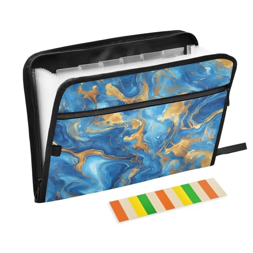 Dokumenten-Organizer mit 13 Fächern, Fächermappe mit Vordertasche, tragbar, mit Reißverschluss, Blau Dokumenten-Organizer mit 13 Fächern, Fächermappe mit Vordertasche, tragbar, mit Reißverschluss, Blau von Mnsruu