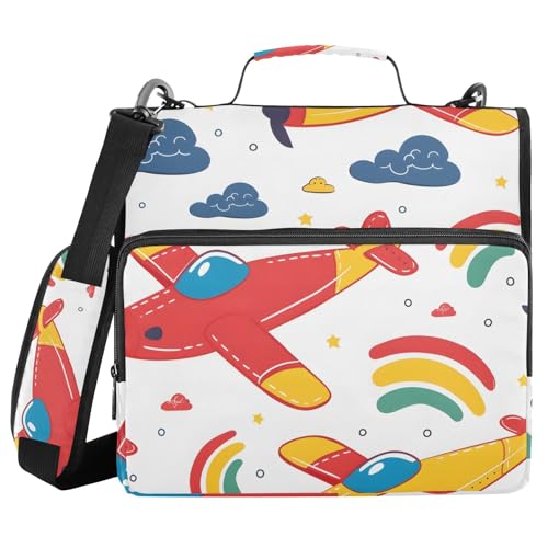 Dokumentenmappe mit 3 Ringen, Reißverschluss, mit Griff, Schultergurt, Kapazität 500 Blatt, mehrere Taschen, Aufbewahrungstasche für Schule, Büro Dokumentenmappe mit 3 Ringen, Reißverschluss, mit Griff, Schultergurt, Kapazität 500 Blatt, mehrere Taschen, Aufbewahrungstasche für Schule, Büro von Mnsruu
