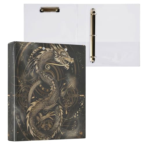 Drachen-Aktenordner mit 3 Ringen, hält 200 Blatt, Aktenaufbewahrung für Damen, Herren, Schule, Bürobedarf von Mnsruu