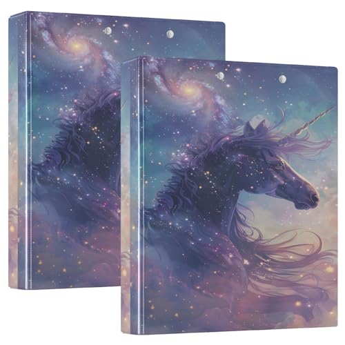Einhorn Sternenhimmel 3 D-Ringbuch A4 2 Pack mit 200 Blatt für Kinder Schulbedarf Damen Herren Büro von Mnsruu
