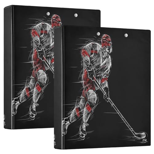 Eishockey-Spieler, 3-D-Ringbuch, A4, 2 Stück mit 200 Blatt, für Kinder, Schulbedarf, Damen, Herren, Büro von Mnsruu