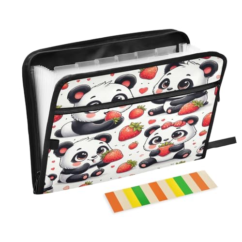 Fächermappe Panda mit Erdbeere, 13 Fächer, mit Etiketten, A4-Papier, Dokumente, Akkordeon, Ordner, Organizer, Ordner, Reißverschluss Fächermappe Panda mit Erdbeere, 13 Fächer, mit Etiketten, A4-Papier, Dokumente, Akkordeon, Ordner, Organizer, Ordner, Reißverschluss von Mnsruu