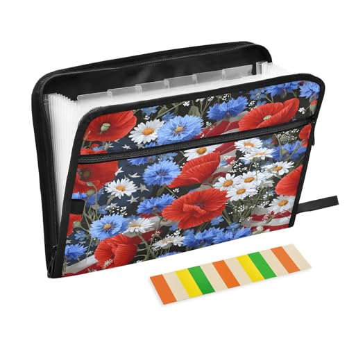 Fächermappe mit 13 Fächern, Blumenmuster, mit Vordertasche, tragbar, Business-Aktenaufbewahrung, Dokumenten-Organizer, Ordner mit Reißverschluss Fächermappe mit 13 Fächern, Blumenmuster, mit Vordertasche, tragbar, Business-Aktenaufbewahrung, Dokumenten-Organizer, Ordner mit Reißverschluss von Mnsruu
