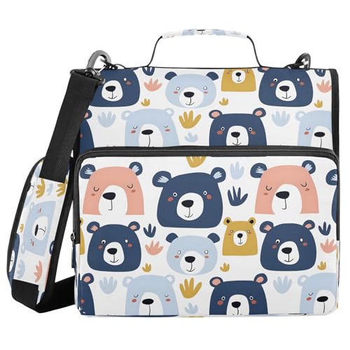 Fantastic Bears A Reißverschluss-Bindertasche mit Griff, Schultergurt, 3-Ringbuch, Organizer für Schule, Arbeit, Büro Fantastic Bears A Reißverschluss-Bindertasche mit Griff, Schultergurt, 3-Ringbuch, Organizer für Schule, Arbeit, Büro von Mnsruu