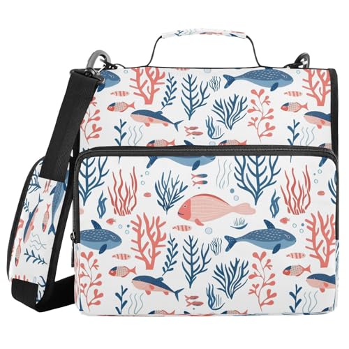 Fish Coral A Reißverschluss-Bindertasche mit Griff, Schultergurt, 3-Ringbuch, Organizer für Schule, Arbeit, Büro Fish Coral A Reißverschluss-Bindertasche mit Griff, Schultergurt, 3-Ringbuch, Organizer für Schule, Arbeit, Büro von Mnsruu