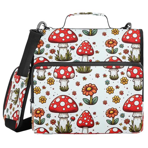 Fly Agaric and Flowers Reißverschlusstasche mit Griff, Schultergurt, 3-Ringbuch, Organizer für Schule, Arbeit, Büro Fly Agaric and Flowers Reißverschlusstasche mit Griff, Schultergurt, 3-Ringbuch, Organizer für Schule, Arbeit, Büro von Mnsruu