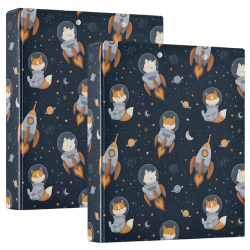 Fox Rakete Planet Muster 3 D-Ringbuch A4 2 Pack mit 200 Blatt für Kinder Schulbedarf Damen Herren Büro von Mnsruu