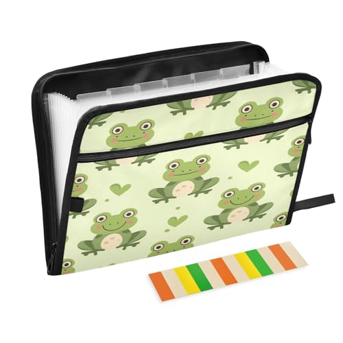 Frosch Aktenordner mit 13 Fächern, Fächermappe mit Fronttasche, tragbar, für Geschäft, Feuer, Dokumente, Organizer, Ordner mit Reißverschluss Frosch Aktenordner mit 13 Fächern, Fächermappe mit Fronttasche, tragbar, für Geschäft, Feuer, Dokumente, Organizer, Ordner mit Reißverschluss von Mnsruu
