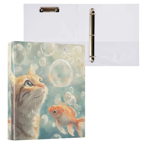 Goldfisch-Katzen-Aktenordner mit 3 Ringen, hält 200 Blatt, Aktenaufbewahrung für Damen, Herren, Schule, Bürobedarf Goldfisch-Katzen-Aktenordner mit 3 Ringen, hält 200 Blatt, Aktenaufbewahrung für Damen, Herren, Schule, Bürobedarf von Mnsruu