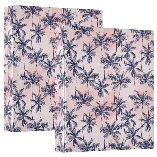 Grunge Palmen Pink 3 D-Ringbuch A4 2 Pack mit 200 Blatt für Kinder Schulbedarf Damen Herren Büro von Mnsruu