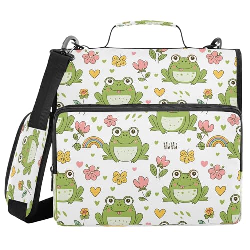 Happy Cute Frog Reißverschluss-Bindertasche mit Griff, Schultergurt, 3-Ringbuch, Organizer für Schule, Arbeit, Büro Happy Cute Frog Reißverschluss-Bindertasche mit Griff, Schultergurt, 3-Ringbuch, Organizer für Schule, Arbeit, Büro von Mnsruu