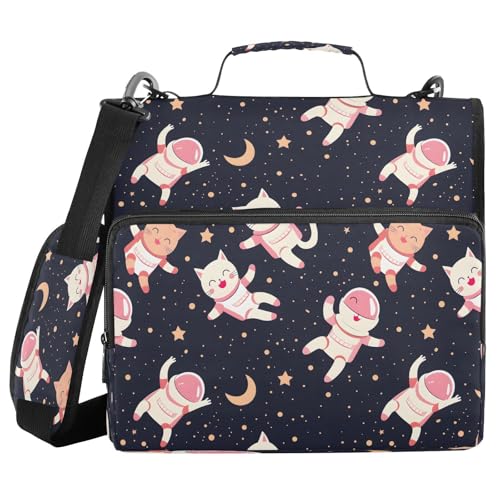 Happy Kittens Bindertasche mit Reißverschluss, mit Griff, Schultergurt, 3-Ringbuch, Organizer für Schule, Arbeit, Büro Happy Kittens Bindertasche mit Reißverschluss, mit Griff, Schultergurt, 3-Ringbuch, Organizer für Schule, Arbeit, Büro von Mnsruu