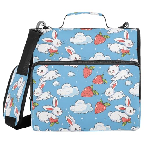 Hase und Wolke Reißverschluss-Bindertasche mit Griff, Schultergurt, 3-Ringbuch, Organizer für Schule, Arbeit, Büro Hase und Wolke Reißverschluss-Bindertasche mit Griff, Schultergurt, 3-Ringbuch, Organizer für Schule, Arbeit, Büro von Mnsruu