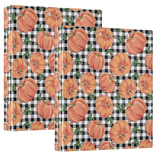 Herbst-Kürbis-Büffelkaro, kariert, 3 D-Ringordner, A4, 2 Stück mit 200 Blatt, für Kinder, Schulbedarf, Damen, Herren, Büro Herbst-Kürbis-Büffelkaro, kariert, 3 D-Ringordner, A4, 2 Stück mit 200 Blatt, für Kinder, Schulbedarf, Damen, Herren, Büro von Mnsruu
