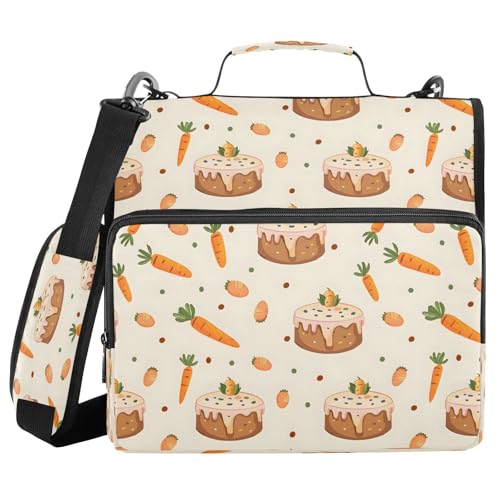 Karottenkuchen-Ordnertasche mit Reißverschluss, Tragegriff, Schultergurt, 3-Ringbuch, Organizer für Schule, Arbeit, Büro Karottenkuchen-Ordnertasche mit Reißverschluss, Tragegriff, Schultergurt, 3-Ringbuch, Organizer für Schule, Arbeit, Büro von Mnsruu