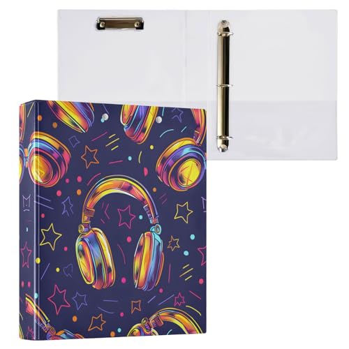 Kopfhörer Retro Disco 3-Ringordner mit Klemmbrett Aktenordner für Büro Schule mit Tasche Kopfhörer Retro Disco 3-Ringordner mit Klemmbrett Aktenordner für Büro Schule mit Tasche von Mnsruu