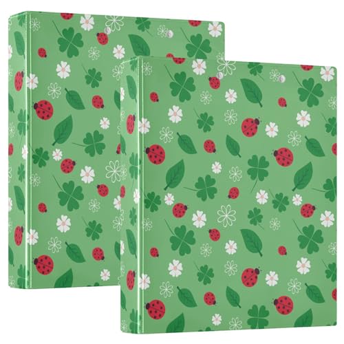 Ladybugs Green Leaf 3 D-Ringbuch A4 2 Pack mit 200 Blatt für Kinder, Schulbedarf, Damen, Herren, Büro von Mnsruu
