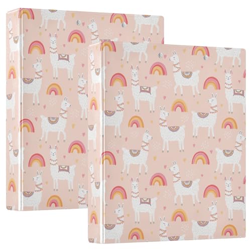 Lamas Rainbows Pfirsichfarben, 3 D-Ringordner, A4, 2 Stück mit 200 Blatt, für Kinder, Schulbedarf, Damen, Herren, Büro Lamas Rainbows Pfirsichfarben, 3 D-Ringordner, A4, 2 Stück mit 200 Blatt, für Kinder, Schulbedarf, Damen, Herren, Büro von Mnsruu