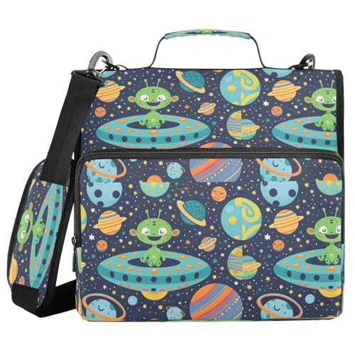 Laughing Green Alien-Reißverschlusstasche mit Griff, Schultergurt, 3-Ringbuch, Organizer für Schule, Arbeit, Büro Laughing Green Alien-Reißverschlusstasche mit Griff, Schultergurt, 3-Ringbuch, Organizer für Schule, Arbeit, Büro von Mnsruu