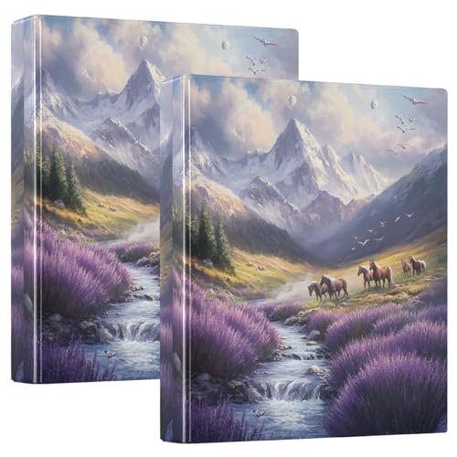 Lavendelpferd, Querformat, 3 D-Ringordner, A4, 2 Stück mit 200 Blatt, für Kinder, Schulbedarf, Damen, Herren, Büro Lavendelpferd, Querformat, 3 D-Ringordner, A4, 2 Stück mit 200 Blatt, für Kinder, Schulbedarf, Damen, Herren, Büro von Mnsruu