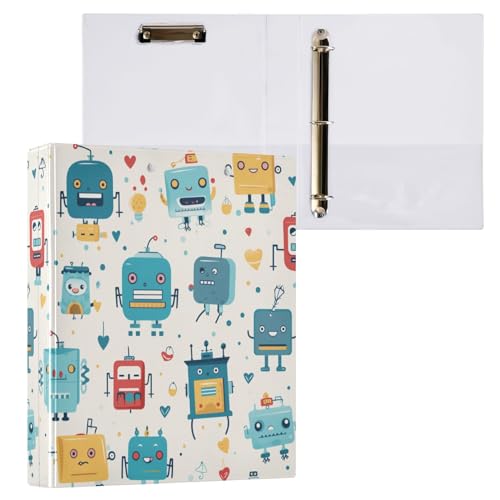 Little Robot 3-Ringordner mit Klemmbrett, Aktenordner für Büro, Schule, mit Tasche von Mnsruu