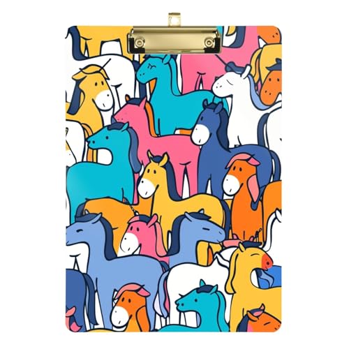 Lustiges Pferd-Acryl-Klemmbrett mit Metallclip, Standard-A4-Größe, 31,8 x 22,9 cm, Klemmbretter für Krankenschwestern, Studenten, Lehrer, Frauen, Männer, Klassenzimmer, Büro von Mnsruu